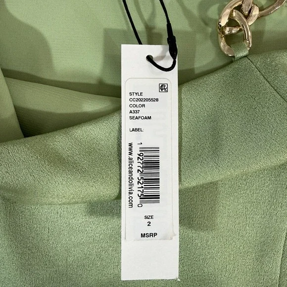 NWT Alice + Olivia Revolve Women's Green One-Shoulder Cutout Karoline Dress 2 - Picture 10 of 15